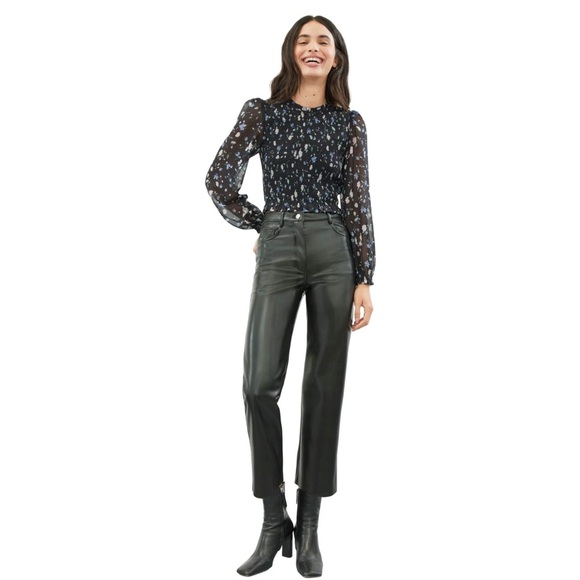 Wilfred Black Vegan Leather Melina Cropped Pant Size 0 - Picture 1 of 13